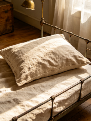 Japanese-style solid color natural linen breathable pillowcase