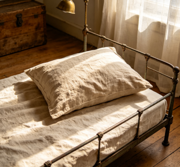 Japanese-style solid color natural linen breathable pillowcase