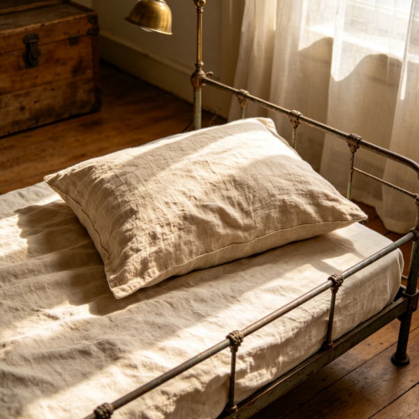 Japanese-style solid color natural linen breathable pillowcase