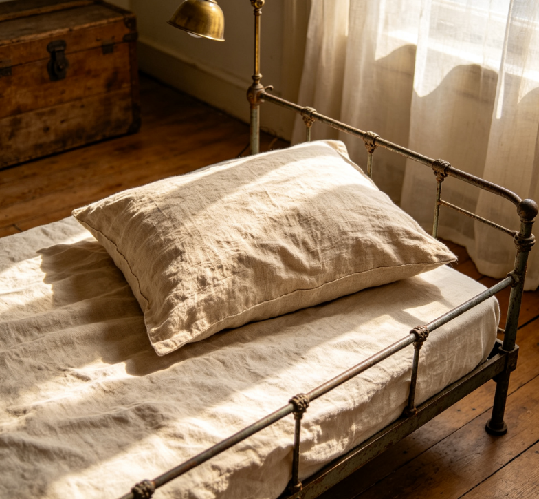 Japanese-style solid color natural linen breathable pillowcase