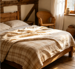 Plaid linen sheets.
