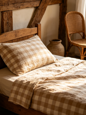 Retro striped literary linen versatile pillowcase