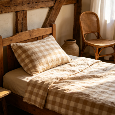 Retro striped literary linen versatile pillowcase