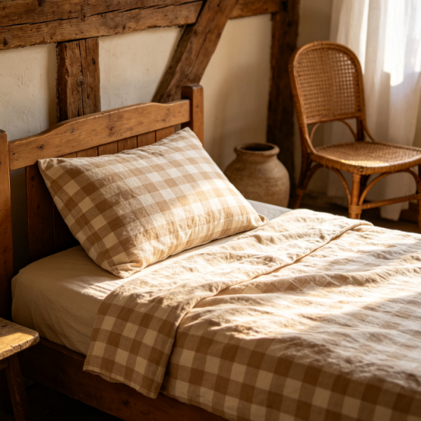 Retro striped literary linen versatile pillowcase